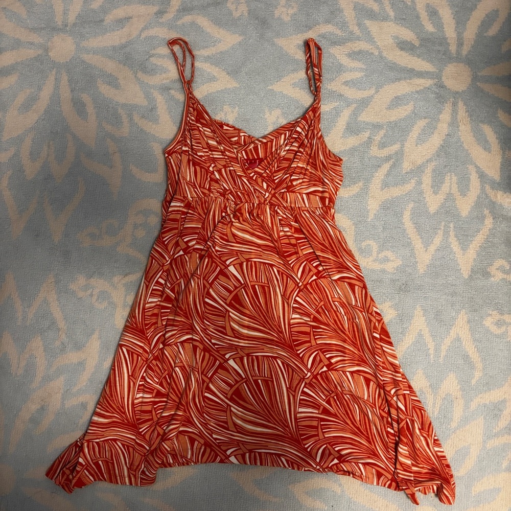 Elle Orange and White Y2K Mini Dress